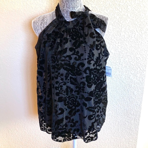 Banjara Burnout Velvet Sleeveless Top w/ Bow - Picture 1 of 9